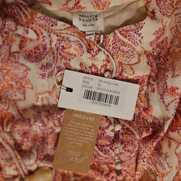 Hemant & Nandita Elegant Pink Patterned Maxi Dress-Size XL - Picture 16 of 17